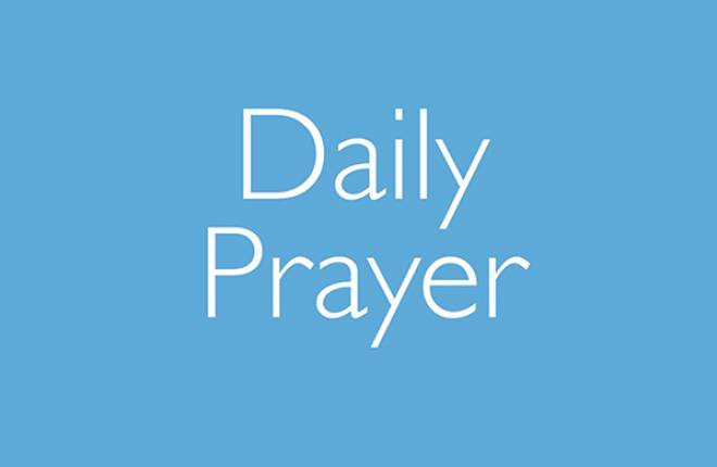 Daily Prayer text in white on a light blue background.