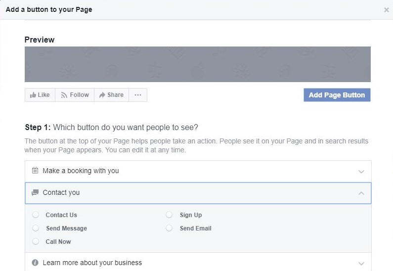 How to create a Facebook page BUTTON