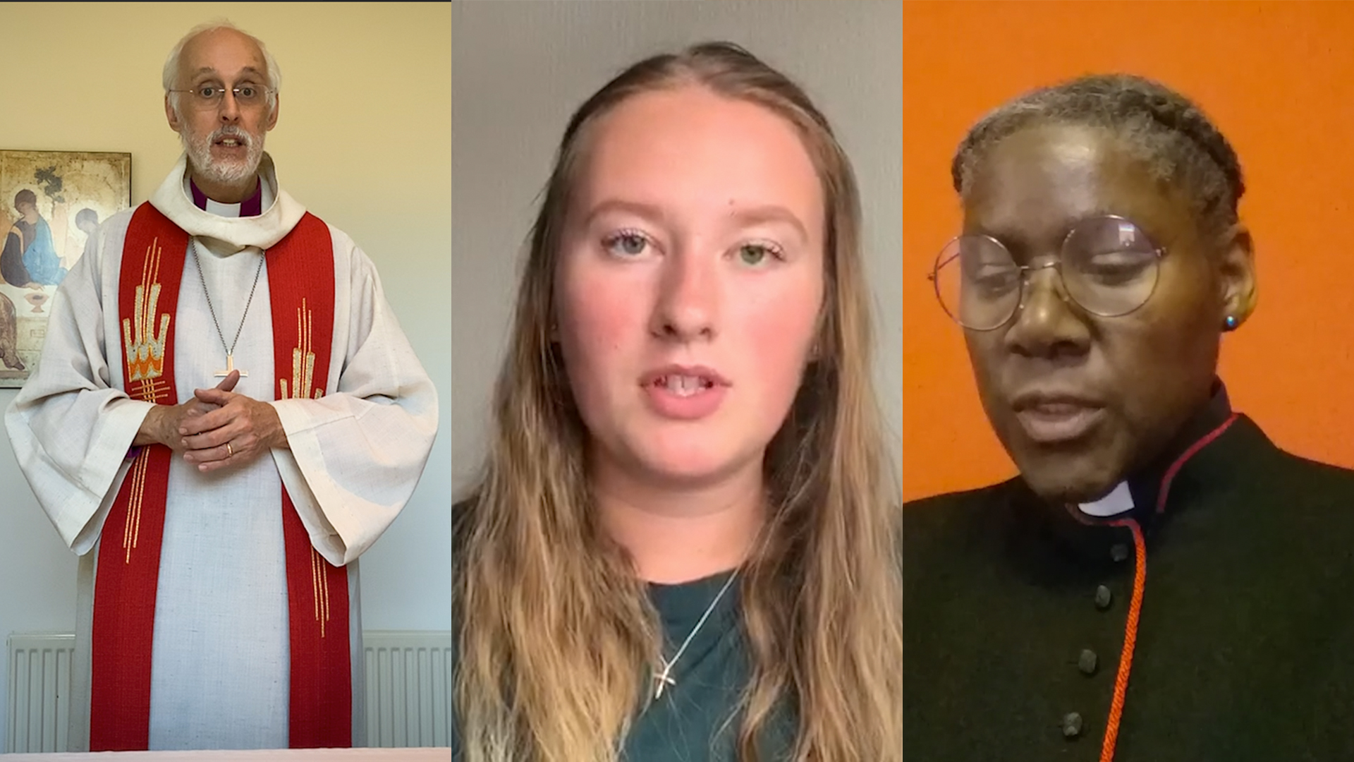 The three contributors to the Palm Sunday virtual service.