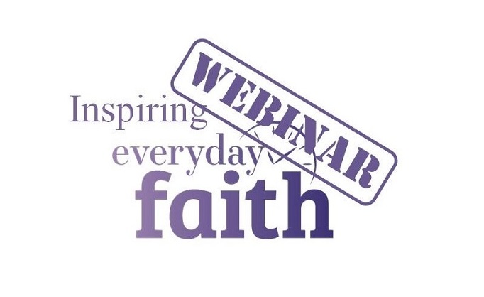 Logo for the Inspiring Everyday Faith webinar with blue and purple text