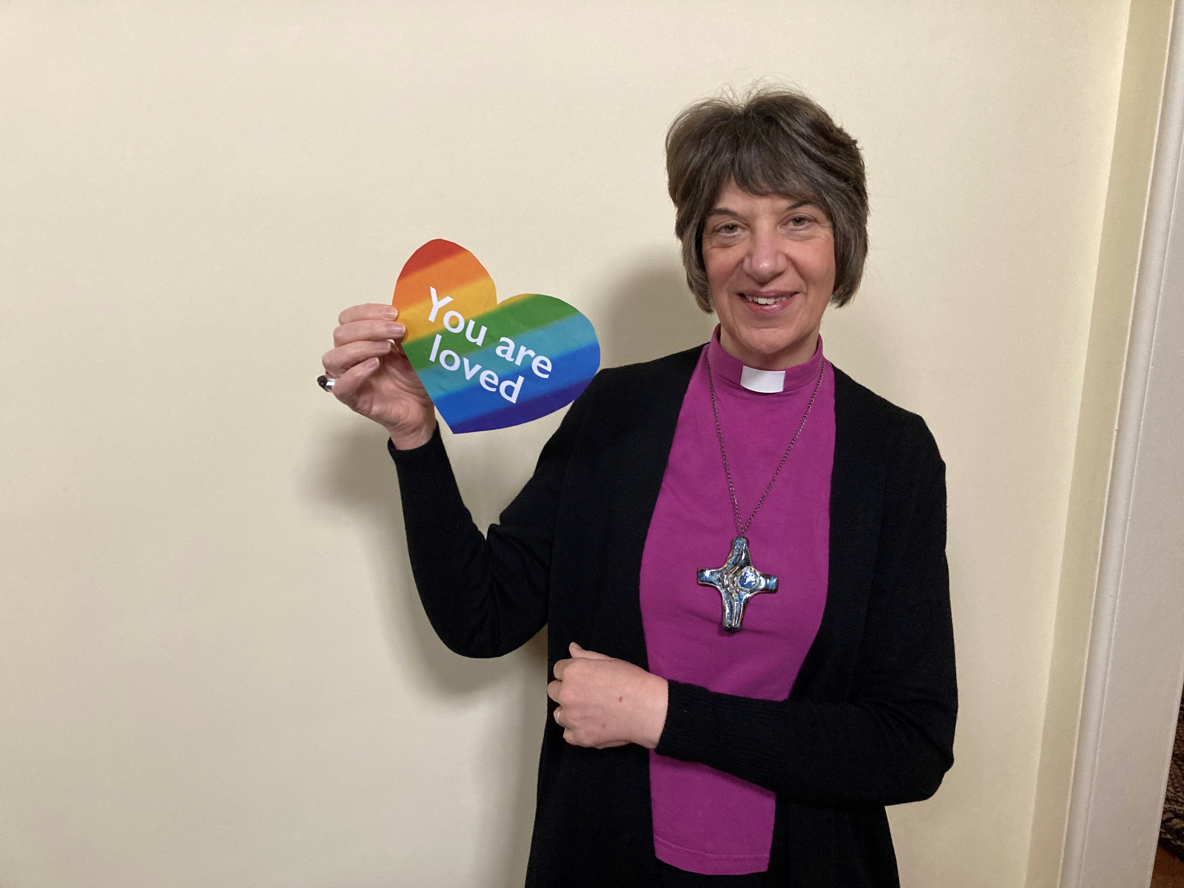 Bishop Rachel of Gloucester holds a heart for key workers