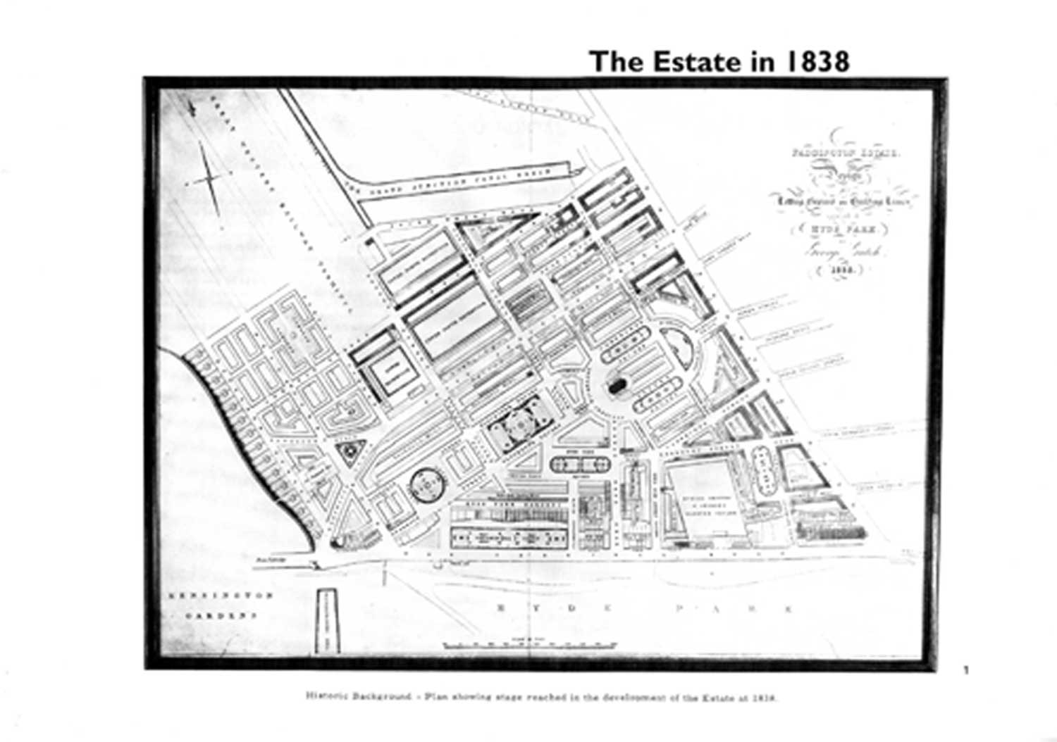 A map displaying the Hyde Park Estate as of 1838.