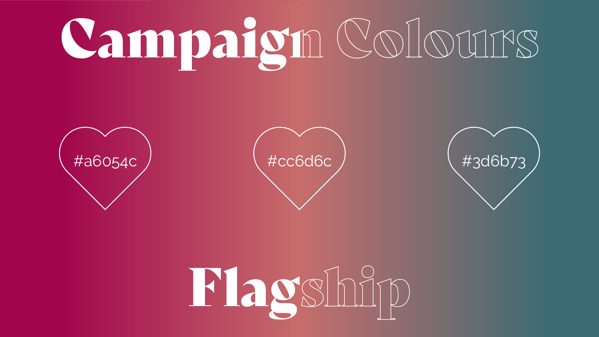 An image showing the hex codes of the colours for the At the Heart of Christmas campaign