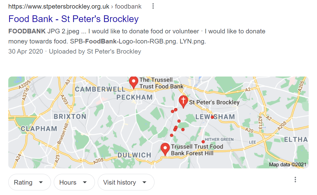 Food bank in Brockley map