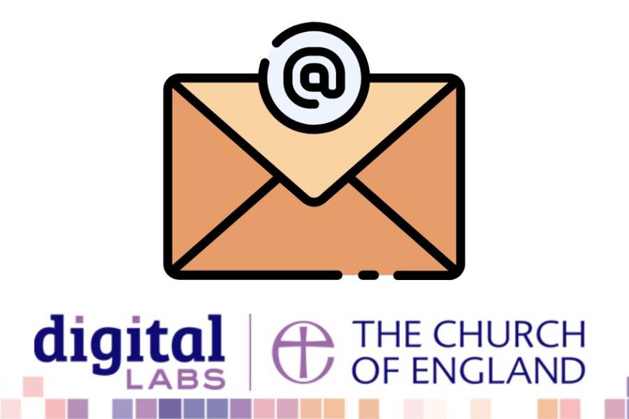 Image with Digital Labs/Church of England logos, and a graphic of an envelope