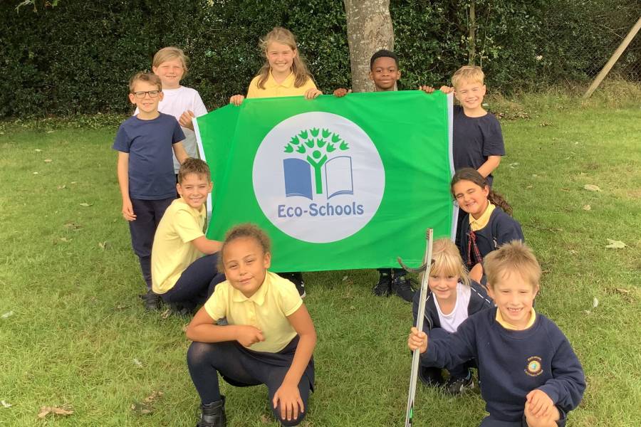 Pupils at school celebrate Green Flag award