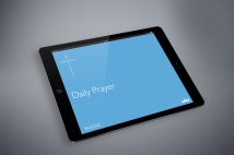 Shows the Daily Prayer mobile app on iPad