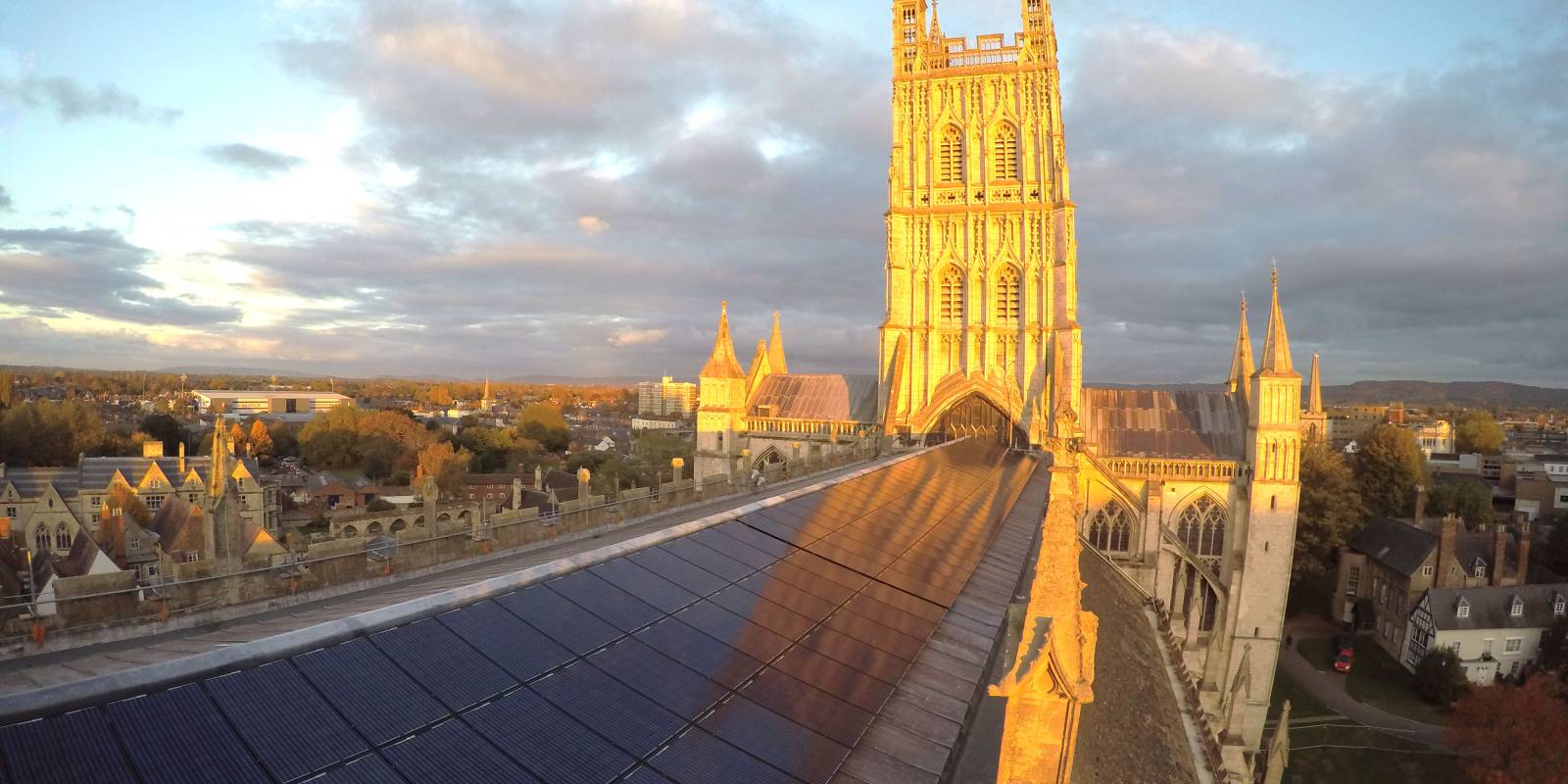 Solar panels on Gloucester Cathedral roof