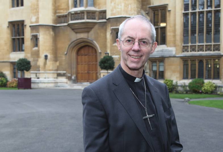 Archbishop Justin Welby standing outside Lambeth Palace