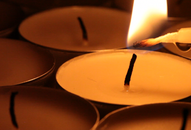 A candle being lit.