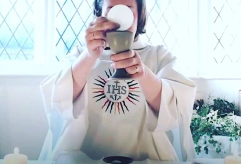 The Eucharist is consecrated by a vicar 