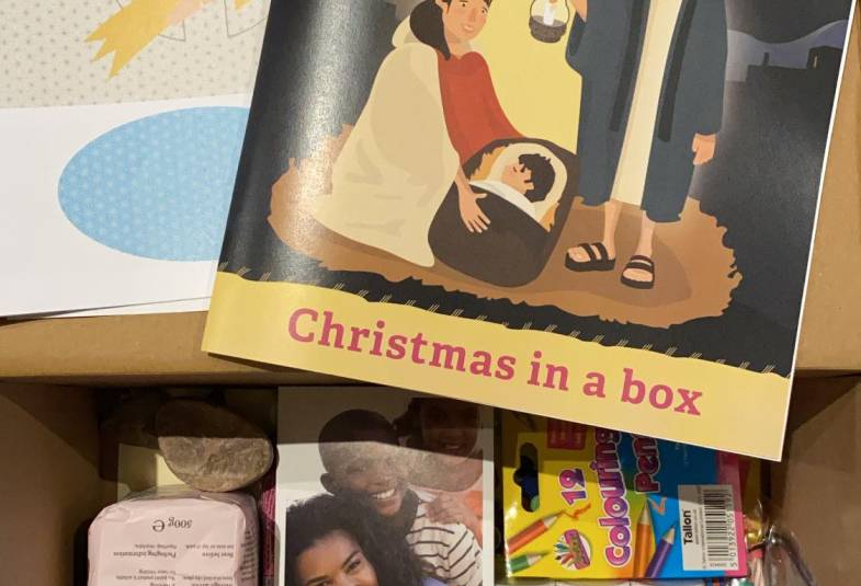 Christmas in a box from St Margaret's Church in Rainham shown with activities for children and families