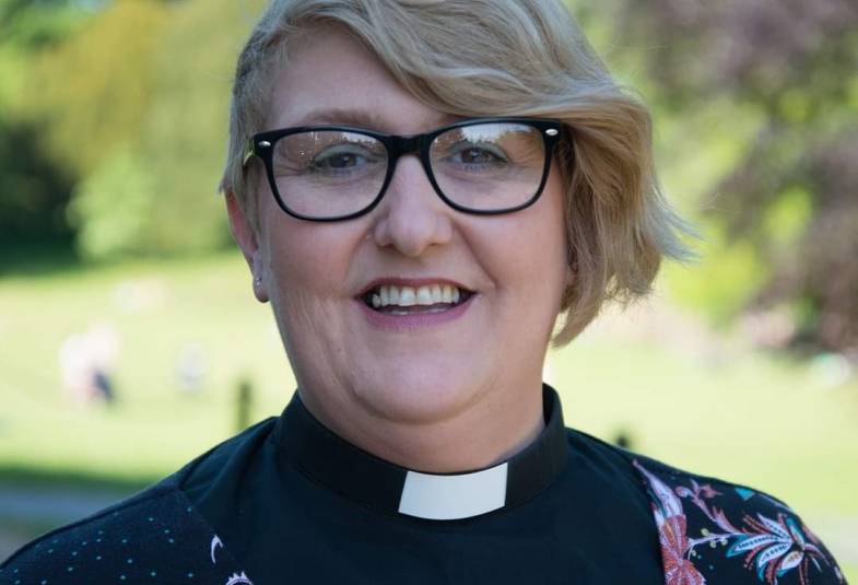 Helen Shannon shown in her clerical collar   