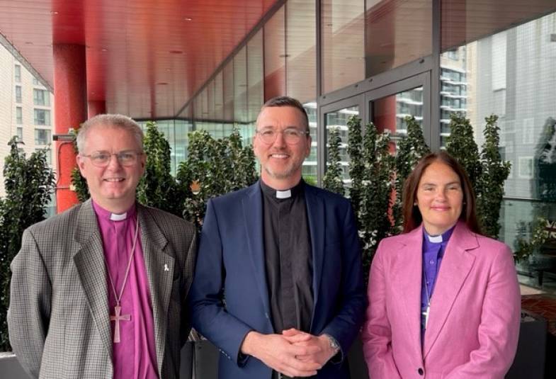 Rev Canon Nick McKee with Bishop Sophie Jelley and Bishop Mark Tanner