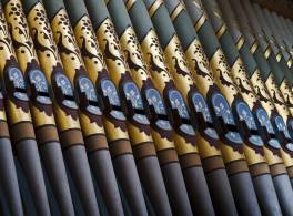 Row of organ pipes inside church