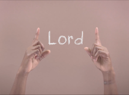Hand pointing upwards with the word Lord in between them
