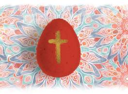Easter Sunday animation egg with cross in