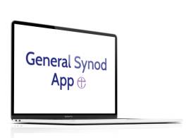 General Synod App written on a laptop screen.