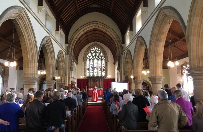 full church for service, Archbishop of York at front