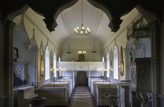 Interior view of St John the evangelist church Shobdo