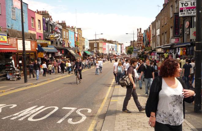 A busy Camden High Street during the day