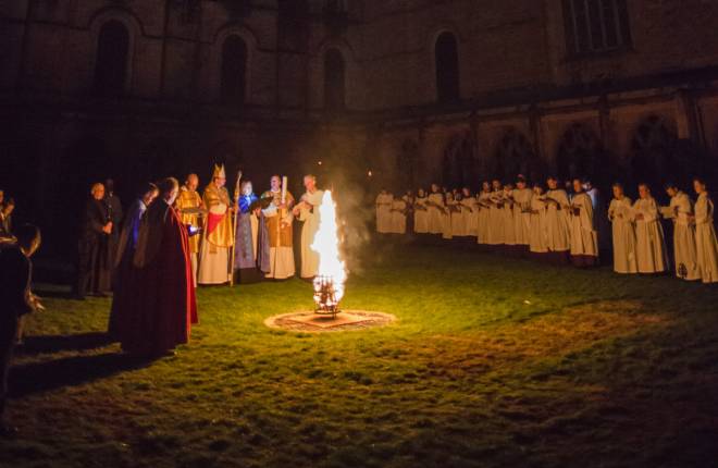 Bishop leads dawn vigil outside Durham Cathedral 