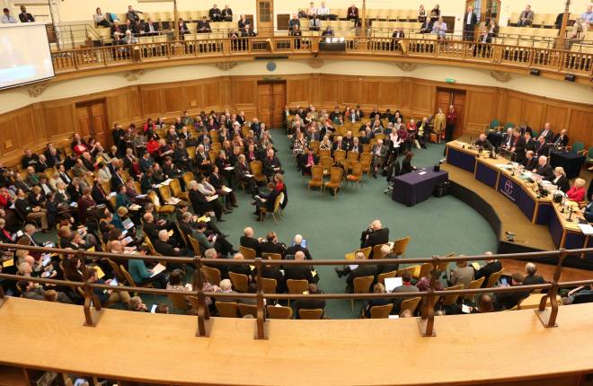 View of the Assembly hall during General Synod from the balcony