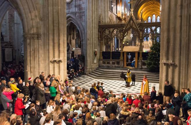 A Christmas service at Worcester Cathedral