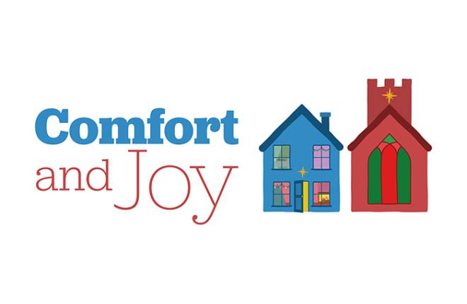 Logo, with Comfort and Joy and a house and church