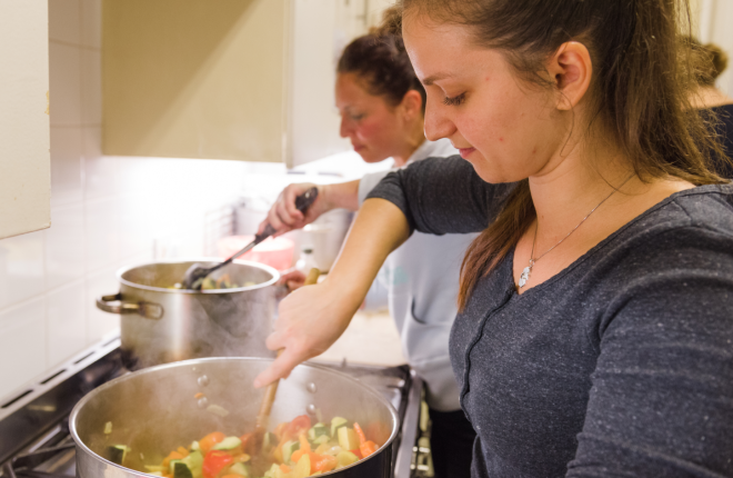 Reduced quality of St Anne's Hoxton food bank cooking picture