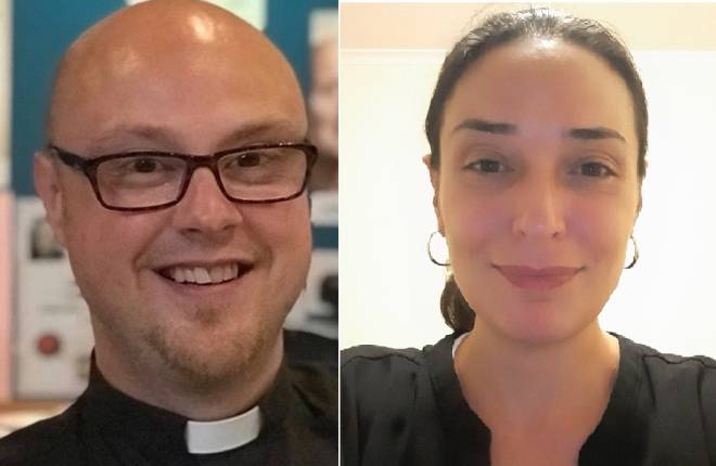 Gareth Jones and Domenica Pecoraro are shown in two different photos put together next to one another. Gareth is smiling with glasses and Domenica is also smiling on the right hand side.