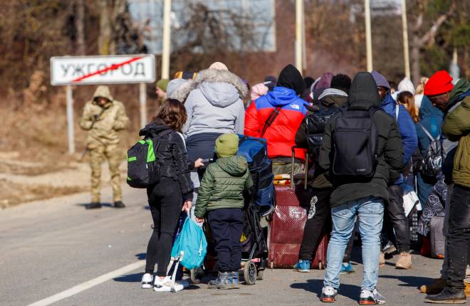 Refugees on the Ukraine Slovakia border