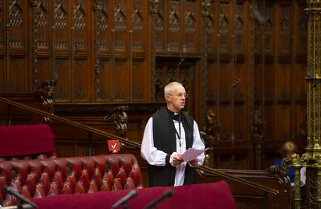 Reduced quality image of Archbishop of Canterbury Justin in the House of Lords