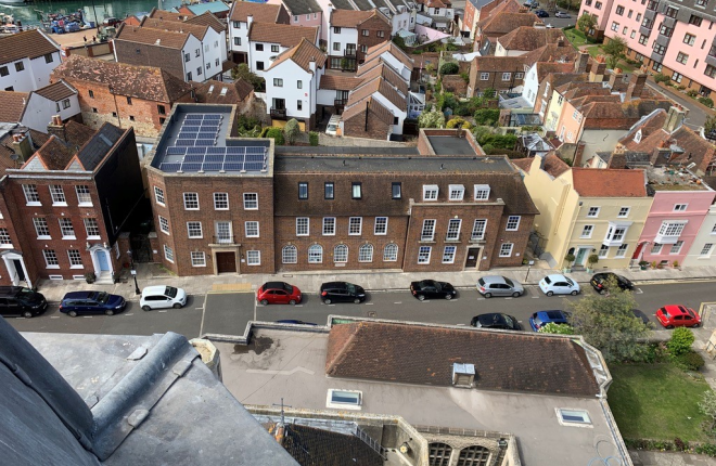 Church House Portsmouth showing array of PV panels from above