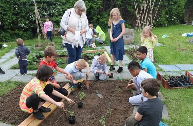 Community garden a picture of children learning