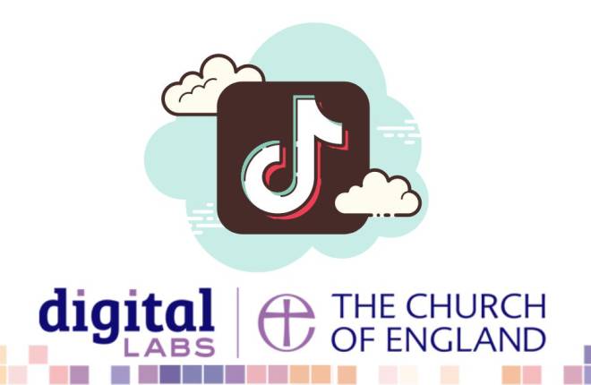 A blog thumbnail depicting the TikTok logo and Digital Labs/The Church of England branding