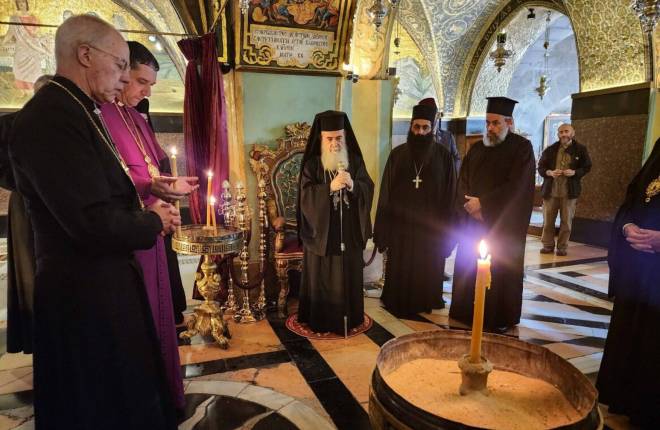 The Archbishop of Canterbury prays with church leaders in Jerusalem